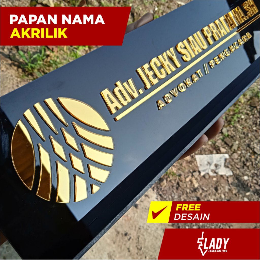 Papan Nama kantor Papan nama akrilik Papan nama meja Papan nama custom  + Packing Kayu