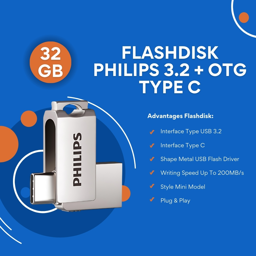 Flashdisk Philips 32GB 3.2+OTG Type C Flashdisk OTG Type C 3.2 Philips 32GB Type C Flashdisk 32GB 3.