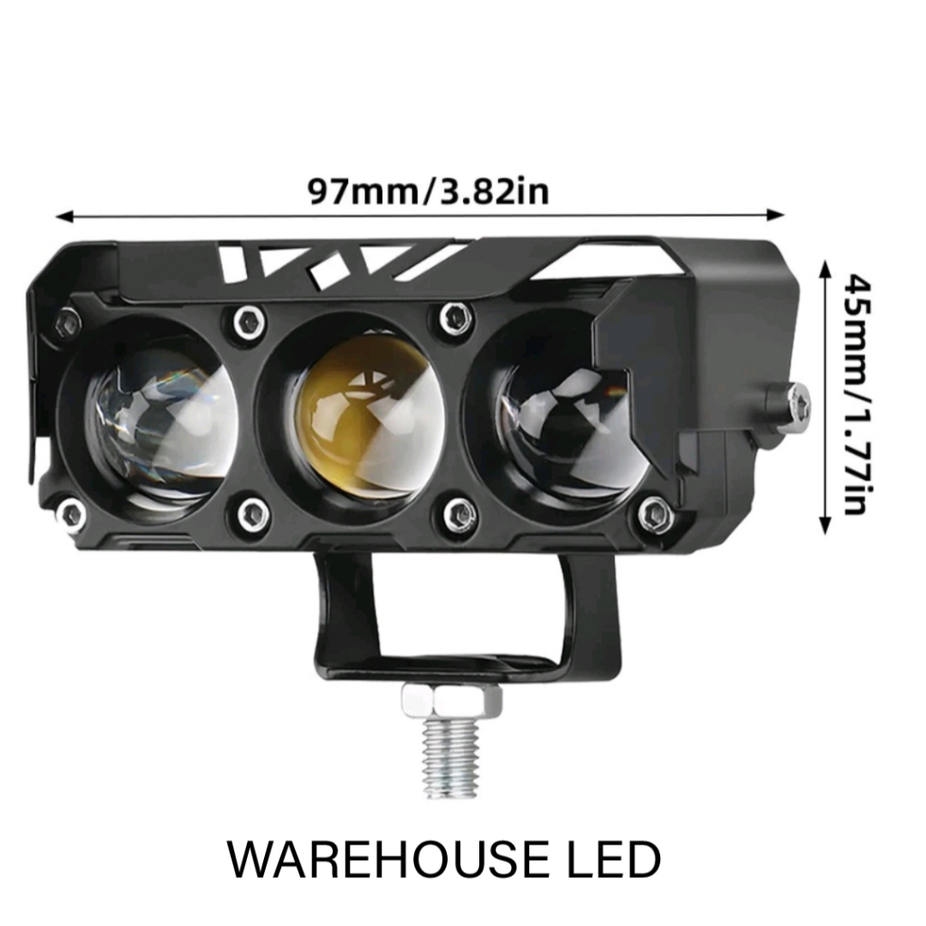 big promo hot product lampu tembak laser sql 3 mata super terang hi low putih - kuning buat motor