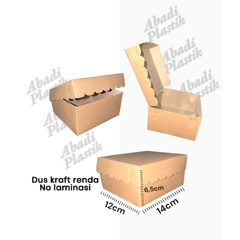 

DUS KRAFT RENDA KUE 12X14 /BOX KUE/DUS SNACK 12x14/ ISI 100PCS