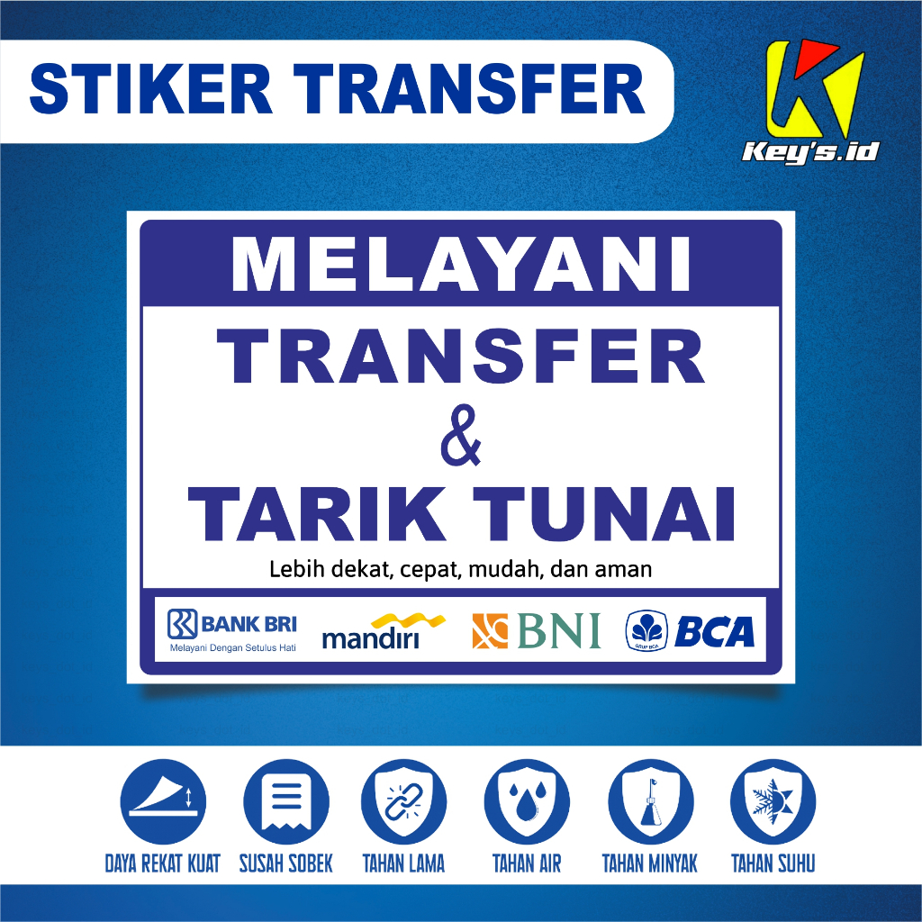 

STIKER MELAYANI TF DAN TARIK, STIKER BANK TF TRK TUNAI