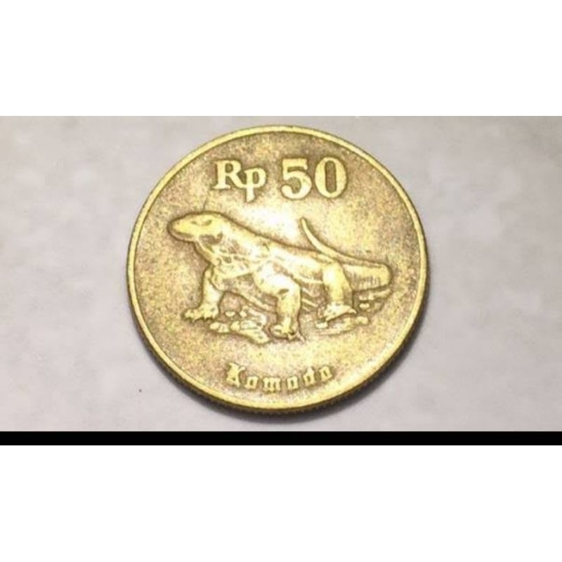 Uang Koin 50 rupiah Komodo besar tahun 1999
