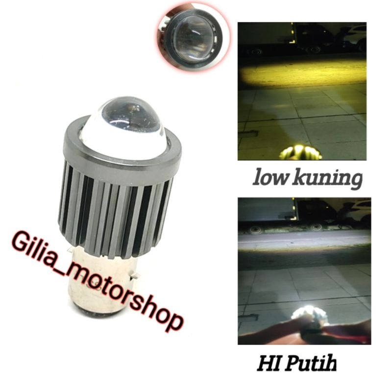 lampu depan bohlam motor vespa thunder laser Type BA20D 2 warna putih kuning motor vespa thunder