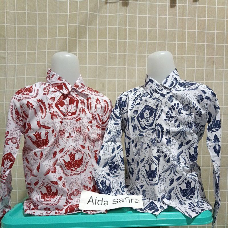(BAJU SEKOLAH) BAJU BATIK TUTWURI LENGAN PANJANG/BATIK SD NEGRI/SERAGAM BATIK SEKOLAH MURAH/BAJU TUT
