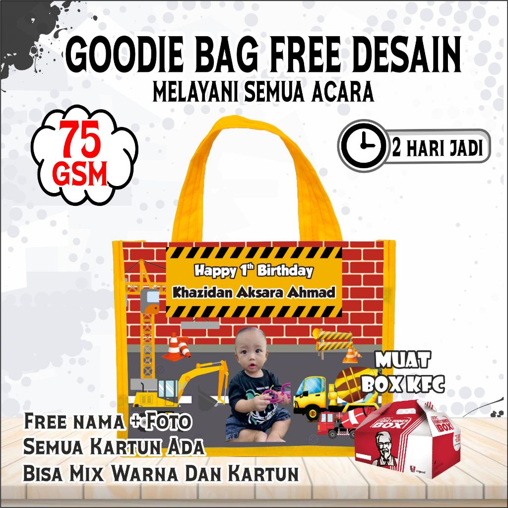 

TAS EXCAVATOR KFC/GOODIE BAG/GOODIE BAG ULANG TAHUN/TAS ULTAH/TAS KFC/KADO ULTAH