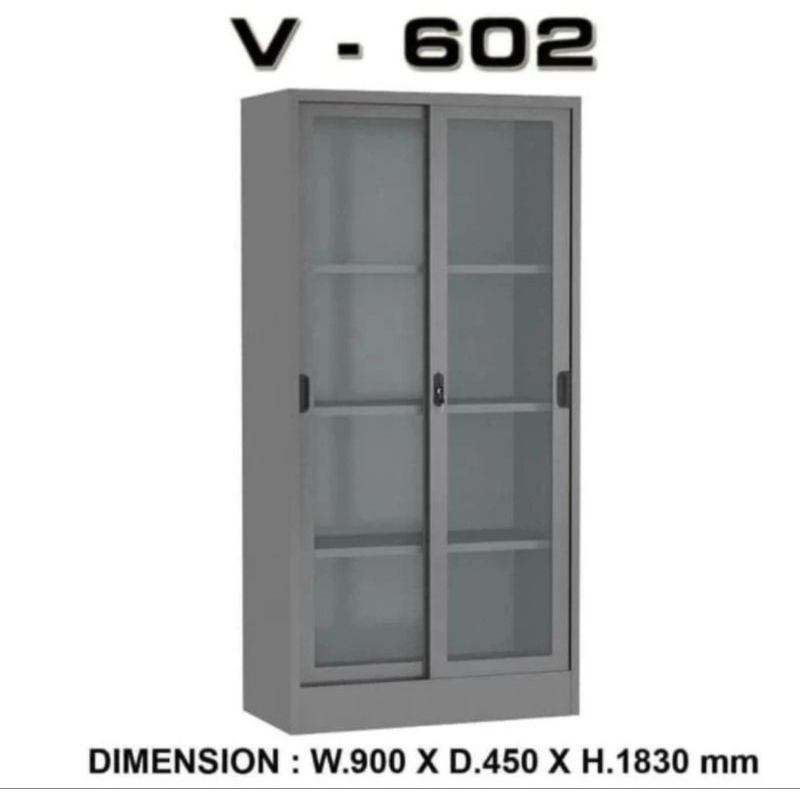 lemari arsip VIP 602 lemari arsip plat besi lemari arsip sliding kaca/ pintu geser kaca