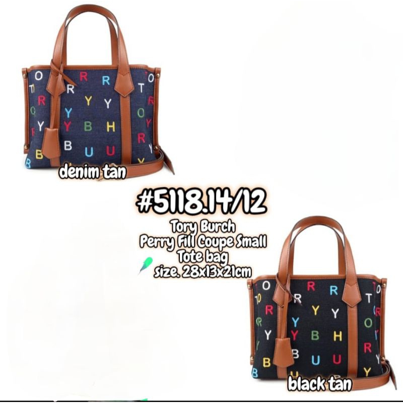 Tas Tote Alfabet TB Perry Fill Coupe Tote Bag ukuran 28 tanpa box