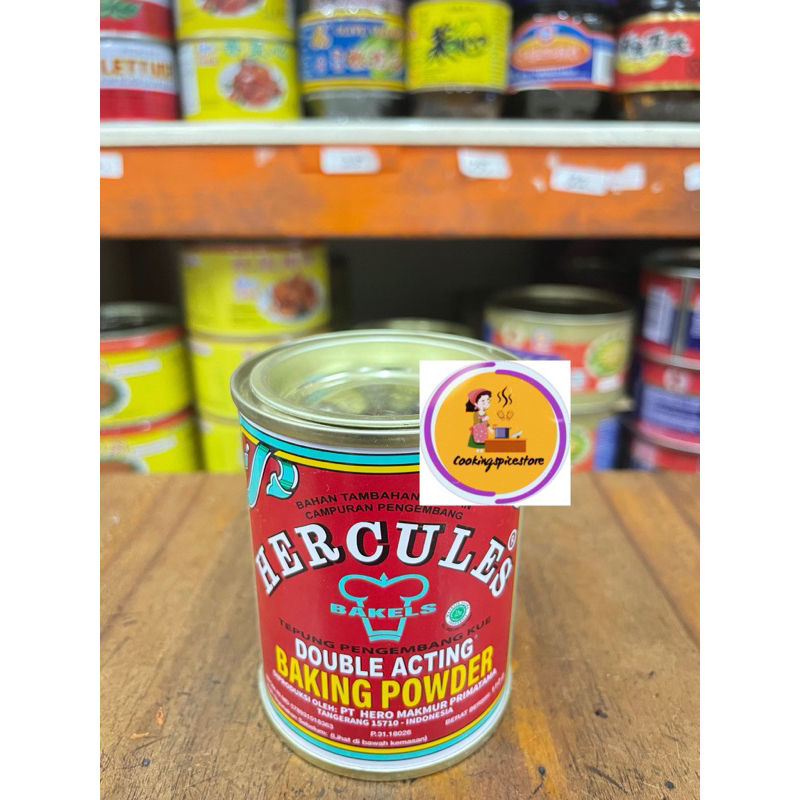 

Hercules Double Acting Baking powder 110gr /tepung pengembang kue Halal KALENG