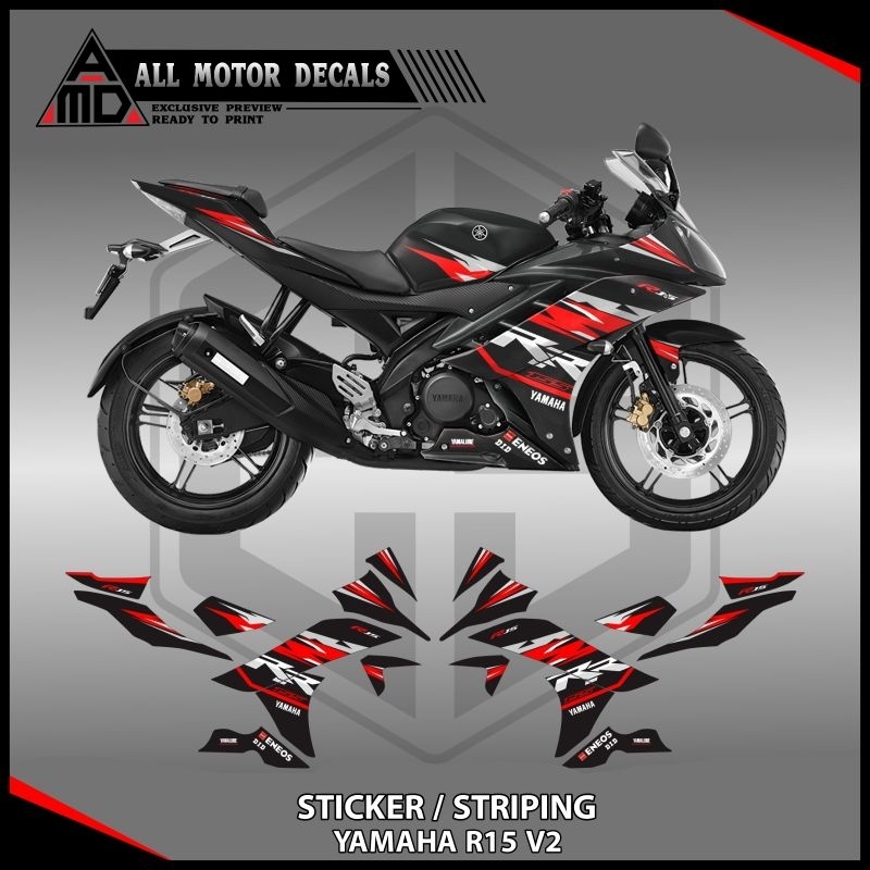 Striping Yamaha R15 V2 Grafis RR Custom / Decal Stiker R15 Versi ke 2 / Aksesoris Sticker Motor R15 