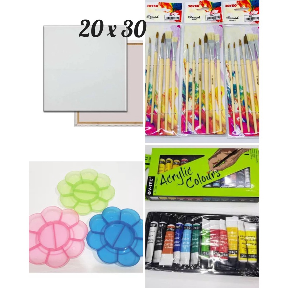 

FASH SALE Paket Kanvas Lukis kanvas 2x3kuaspaletcat akrilik