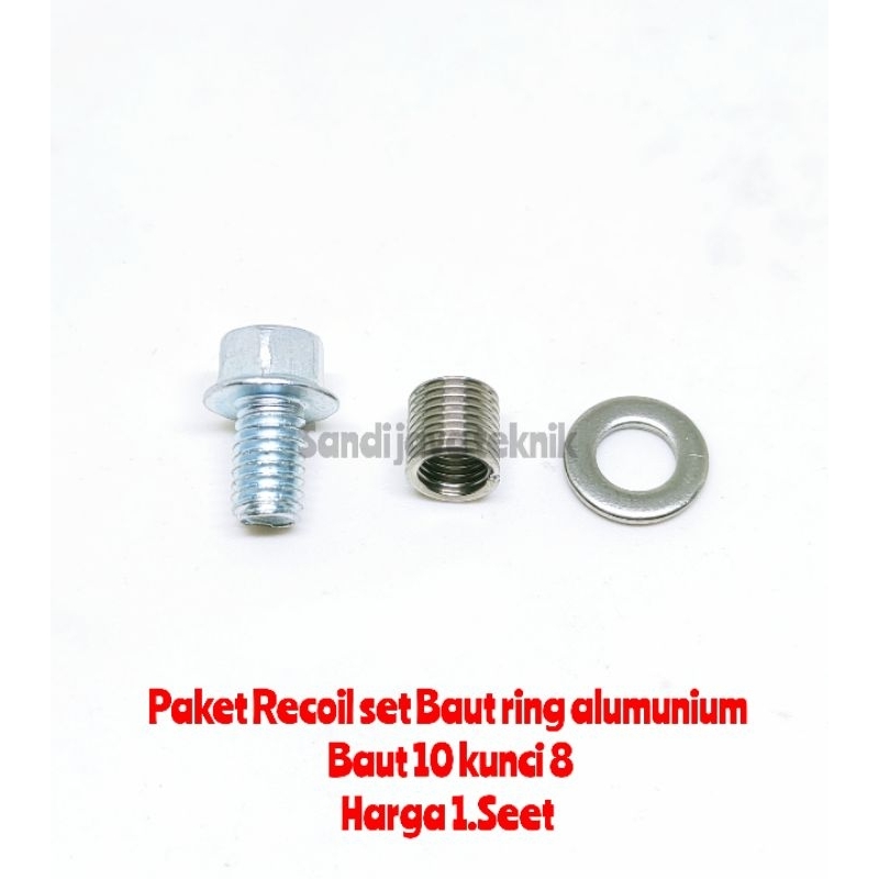 Paket Recoil set Baut Kunci 10 set ring alumunium ( Recoil M6 x 1.0 + Baut 10 kunci 8 )