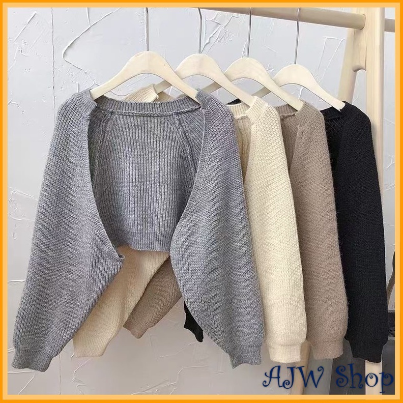 BURUAN SERBU AJW Cardigan Crop Rajut Tebal Import Premium WAH  Cardigan Rajut Crop Bolero  Kardigan 