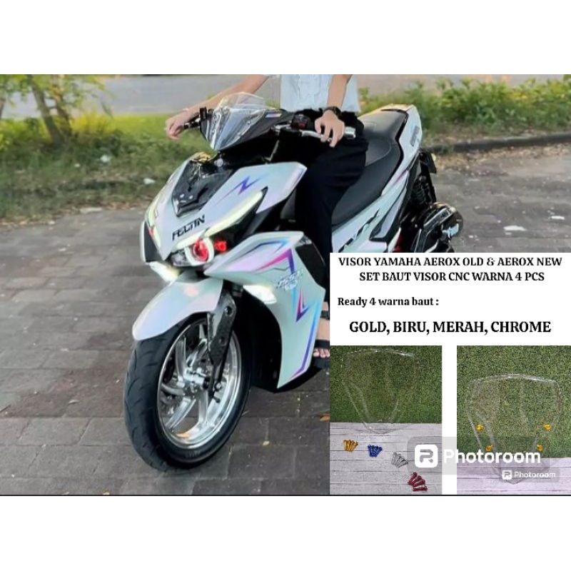 Visor yamaha aerox new aerox old bahan akrilik 3 mili bening transparan set baut visor 4pcs