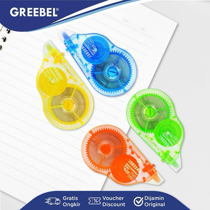 

GREEBEL Correction Tape GCT-3001 / Tip-ex Kertas Roll, Tipe X Kertas pulpen, Pita Koreksi, Tip X
