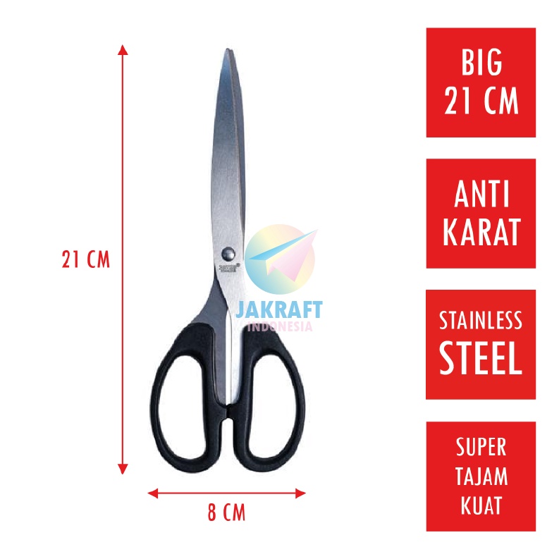 

PROMO TERBATAS 1 Pcs Gunting Kertas Besar Tajam 21 Cm JOYKO SC848 Big Scissors Serbaguna Stainless Steel