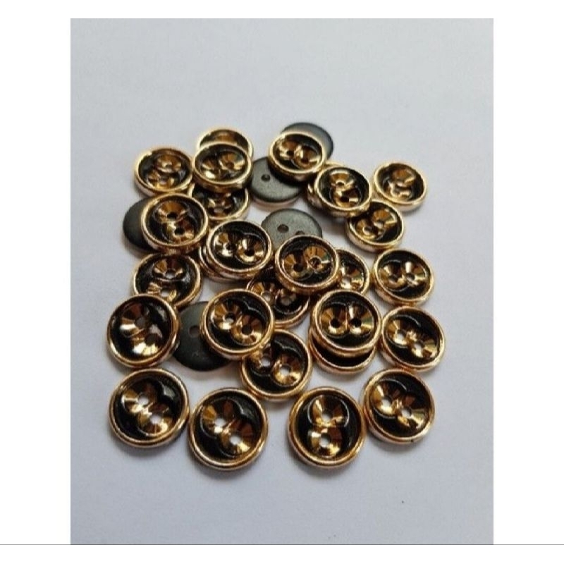 Kancing Baju Import Motif Mata Hitam List Emas Isi 100 PCS