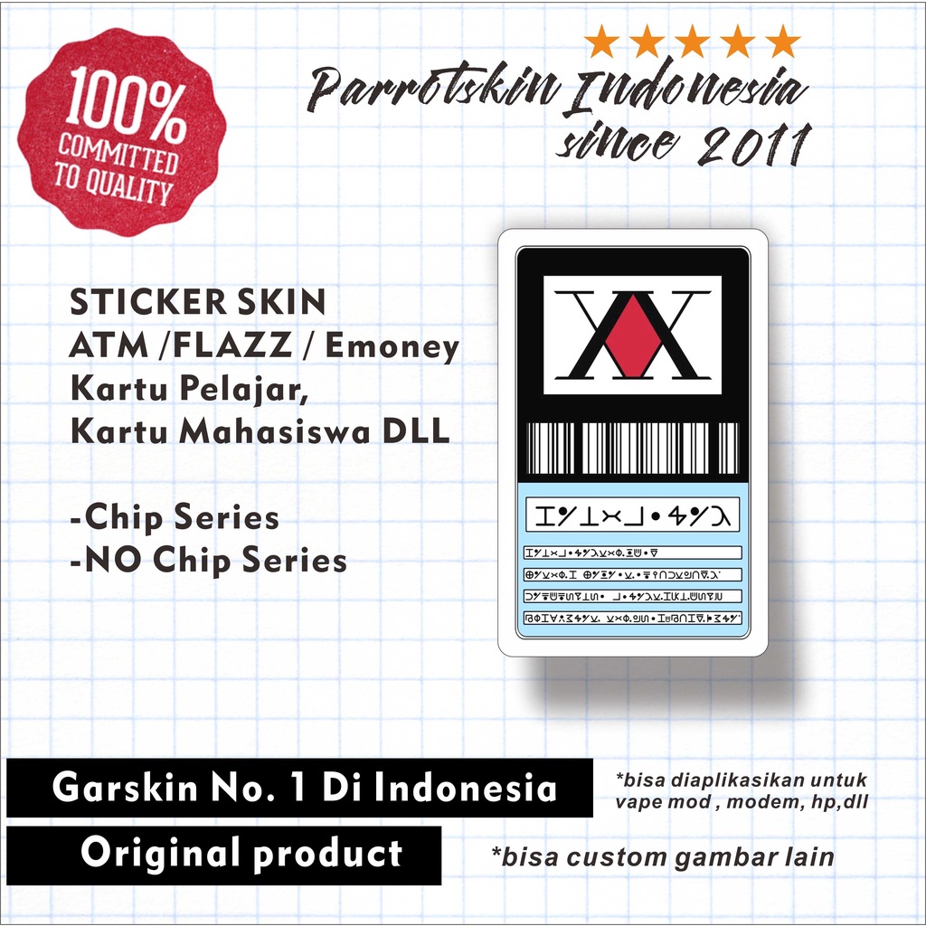 

HOT PRODUK Hunter License Sticker Skin Card Vinyl ATM Debit Credit Emoney Flazz Stiker HxH Hunter x Hunter