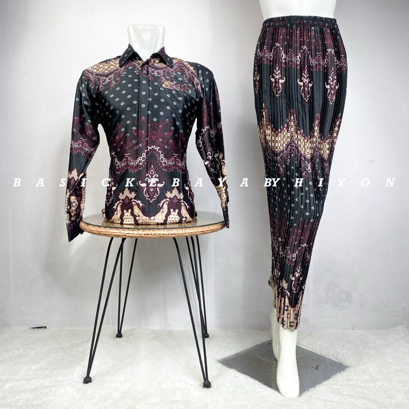 Saudah Kebaya - Kemeja Batik Couple Pasangan Rok Plisket Outfit Wisuda Lamaran