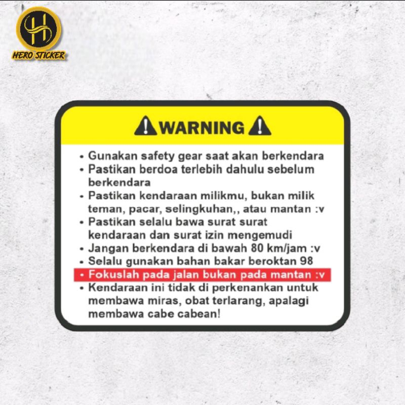 

Stiker warning / sticker warning fokus / stiker murah