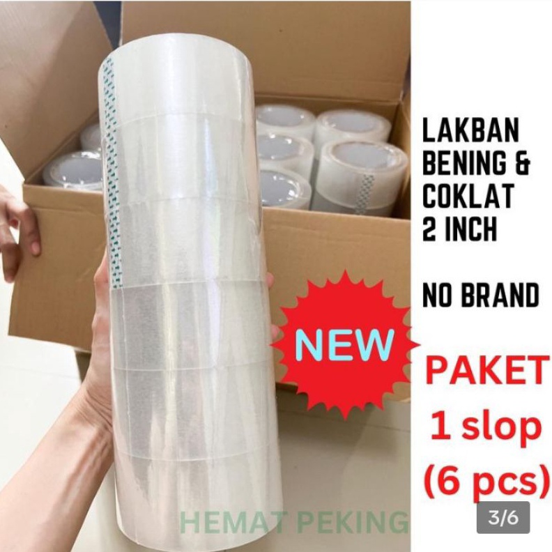 

CUCI GUDANG Lakban Packing Murah Paket isi 6 pcs Bening Transparan Coklat