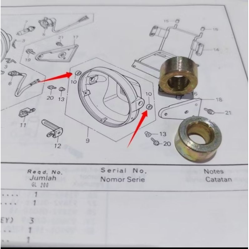 Bosh Collar Bos Batok Lampu Depan Honda Tiger Lawas