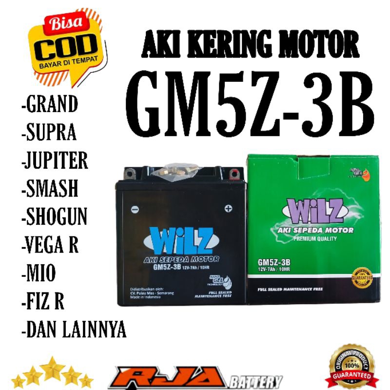 Aki wilz GM5Z-3B 12V-7Ah Aki full kering mio grand jupiter,shogun