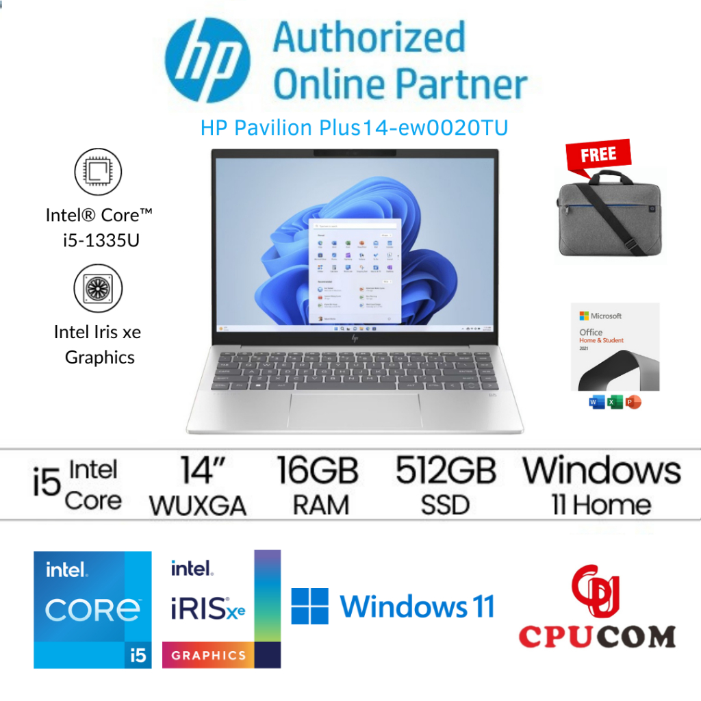 HP Pavilion Plus 14-ew0020TU/ew0021TU i5-1355U 16GB 512GB SSD 14" W11 + OHS