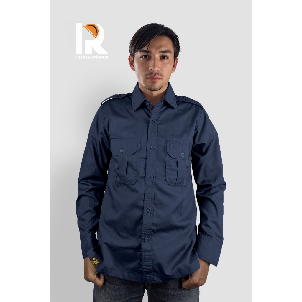 KEMEJA POLOS NAGATA WARNA NAVY/ baju lapangan/ outdoor/ PDL/ PDH, tactical/ Gunung/ kasual - Rhons V