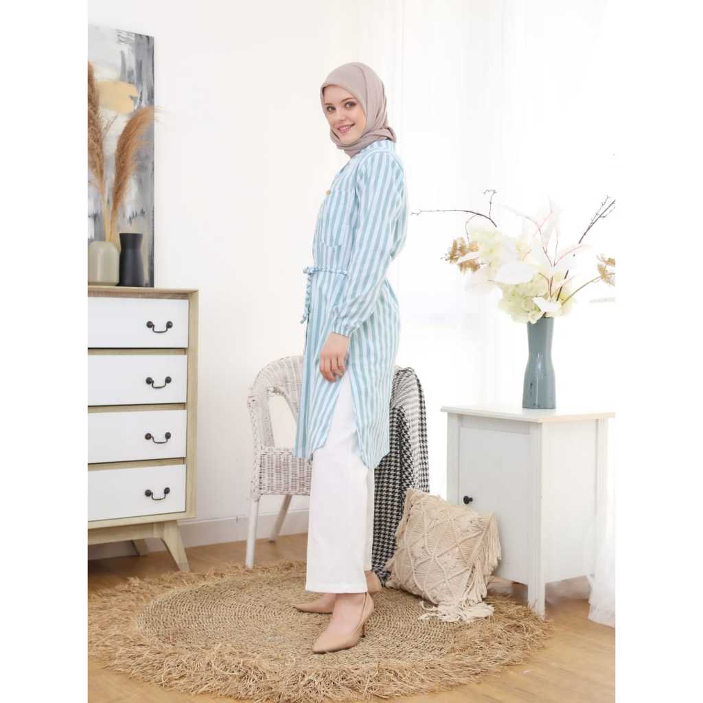 LONG TUNIK WANITA MOTIF SALUR
