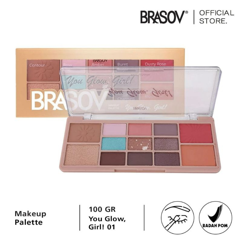 Brasov Make Up Palette/Eyeshadow/Highlighter/Blush On/Contour 01 You Glow Girl