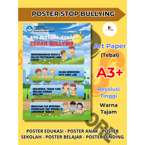 Poster Anti Bullying Cegah Bullying – Poster Edukasi Anak – Poster Belajar Anak – Poster Dinding – P