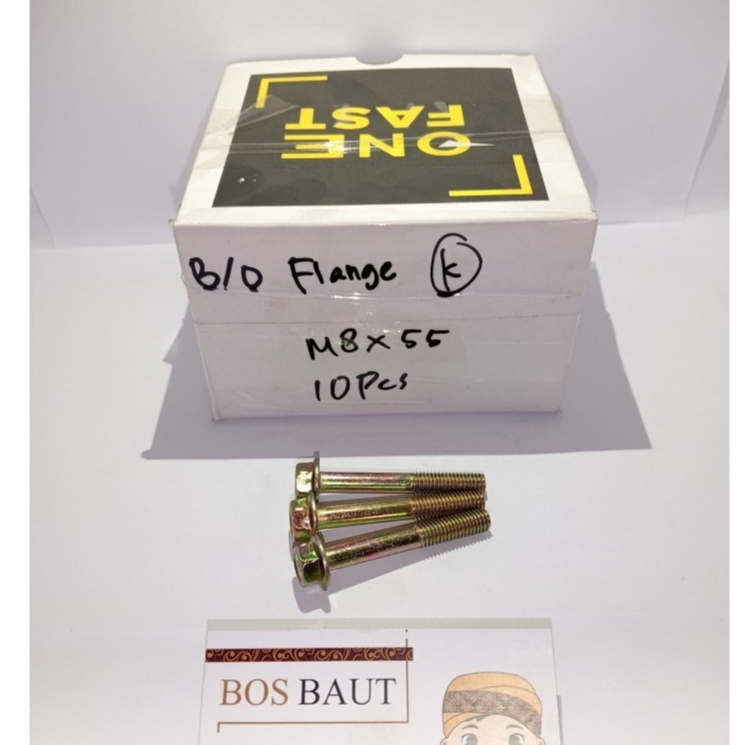 BAUT ONLY - BAUT FLANGE KUNING - FLANGE BOLT - BAUT TOPI HEXAGON KUNING M8X55 P1.25 KUNING