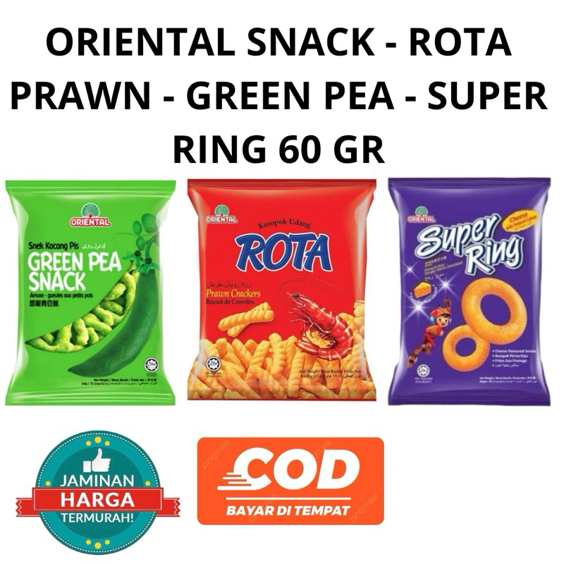 

ORIENTAL SNACK - KERUPUK ROTA PRAWN - GREEN PEA - SUPER RING - KERUPUK KEROPOK ASLI MALAYSIA 60 GR