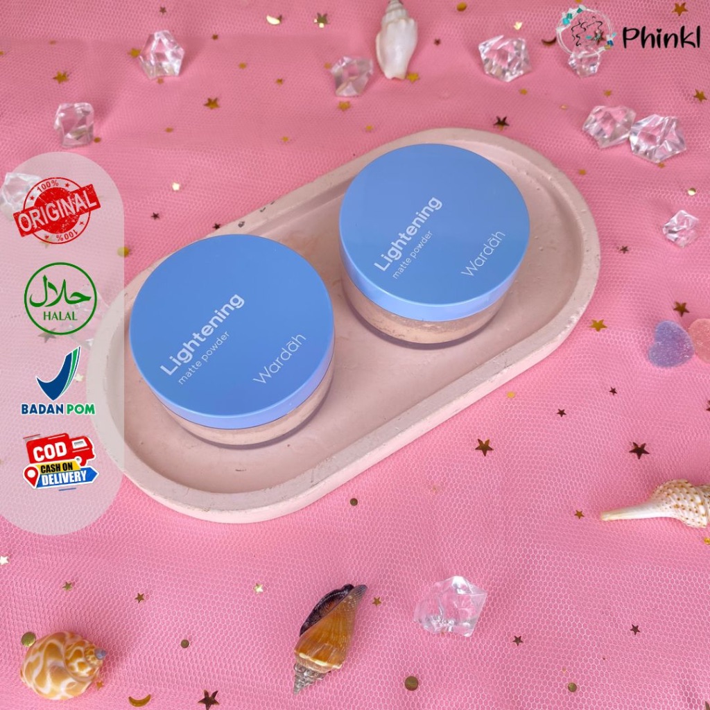 `ღ´ PHINKL `ღ´ ᘺᗩᖇᕲᗩᕼ Wardah lightening Matte Powder Loose powder Bedak tabur Biru Untuk Kulit Kerin