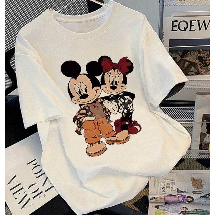 KOIKOO baju atasan wanita terbaru baju oversize wanita kaos mickey mouse wanita kaos putih wanita