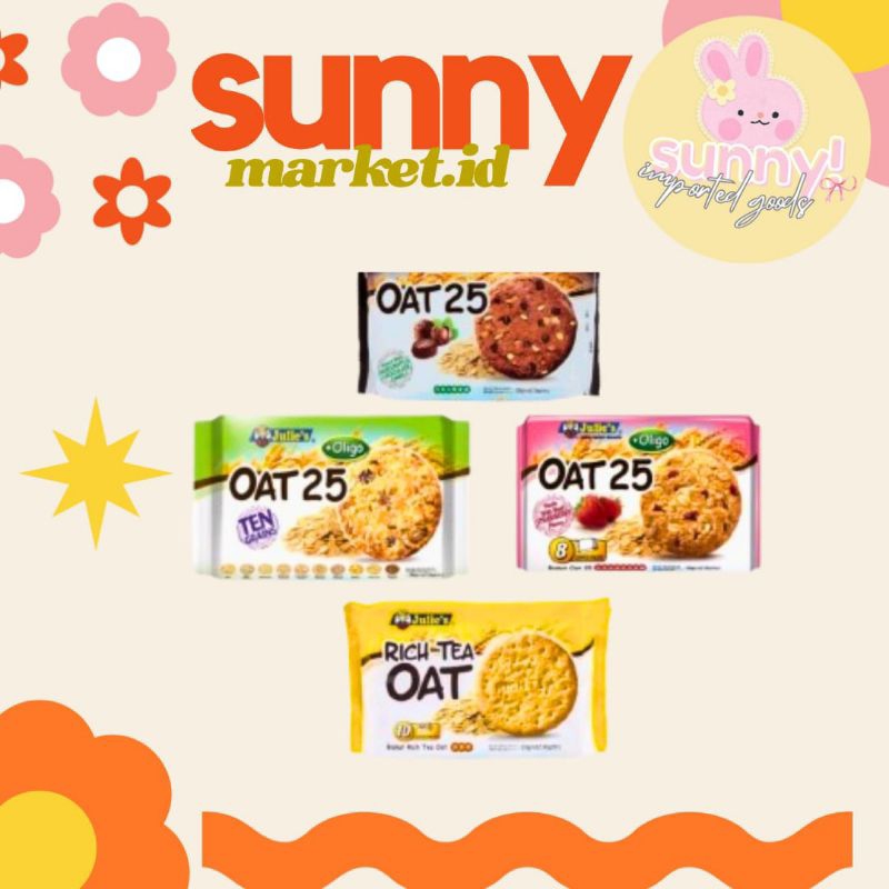 

SUNNYMARKET - JULIES JULIE'S OAT 25 BISKUIT BISCUIT OATMEAL OAT MEAL GANDUM TEN GRAINS GRAIN DIET IMPORT IMPOR STRAWBERRY CHOCOLATE