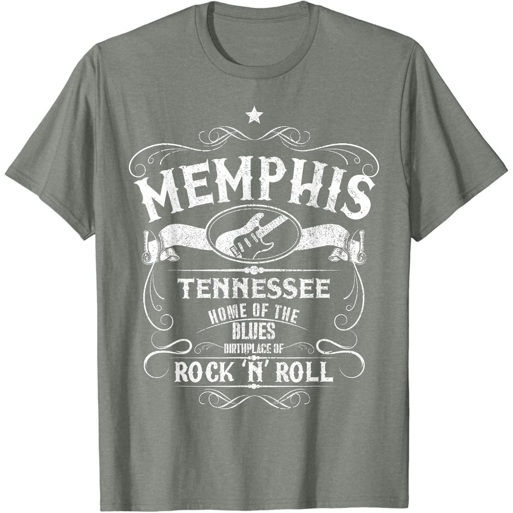 Baju Kaos Dewasa Memphis Tennessee Blues Country Music Guitar Vintage Gift T-Shirt Pakaian Fashion A