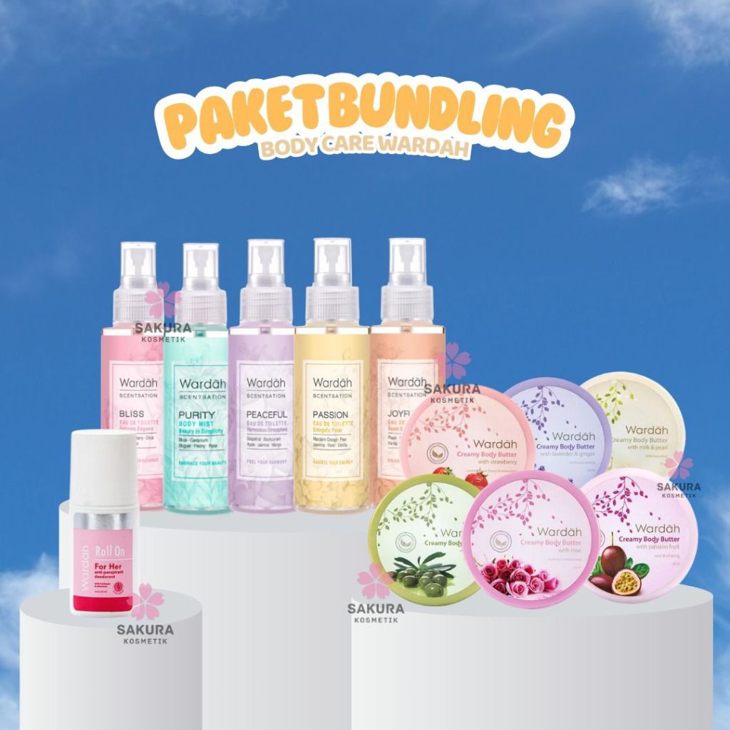 (PAKET BUNDLING WARDAH BODY CARE FREE LIP BALM) Wardah Paket Body Care Series l Body Mist, Body Butt