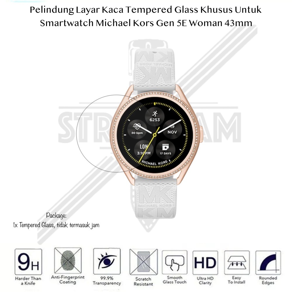 Anti Gores Smartwatch Michael Kors Gen 5E Woman 43mm - Tempered Glass Pelindung Layar