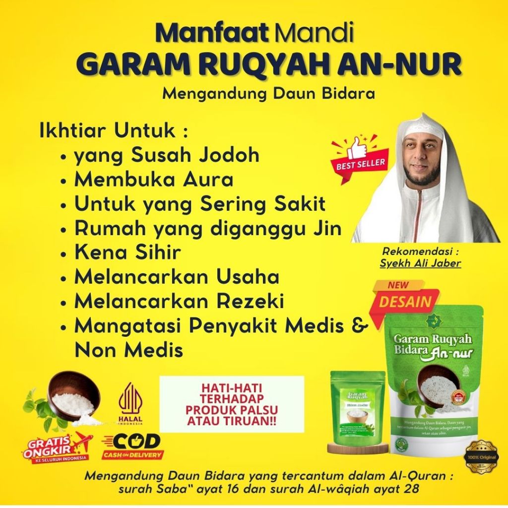 

BUNDLING HEMAT - GARAM ANNUR ASLI RUQIAH GARAM BIDARA PEMBUKA AURA POSITIF [100 GRAM]