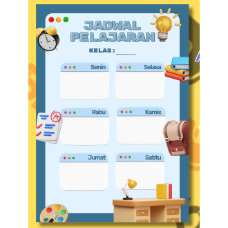 Poster Jadwal Pelajaran Sekolah – Poster Edukasi Anak – Poster Belajar Anak – Poster Dinding – Poste