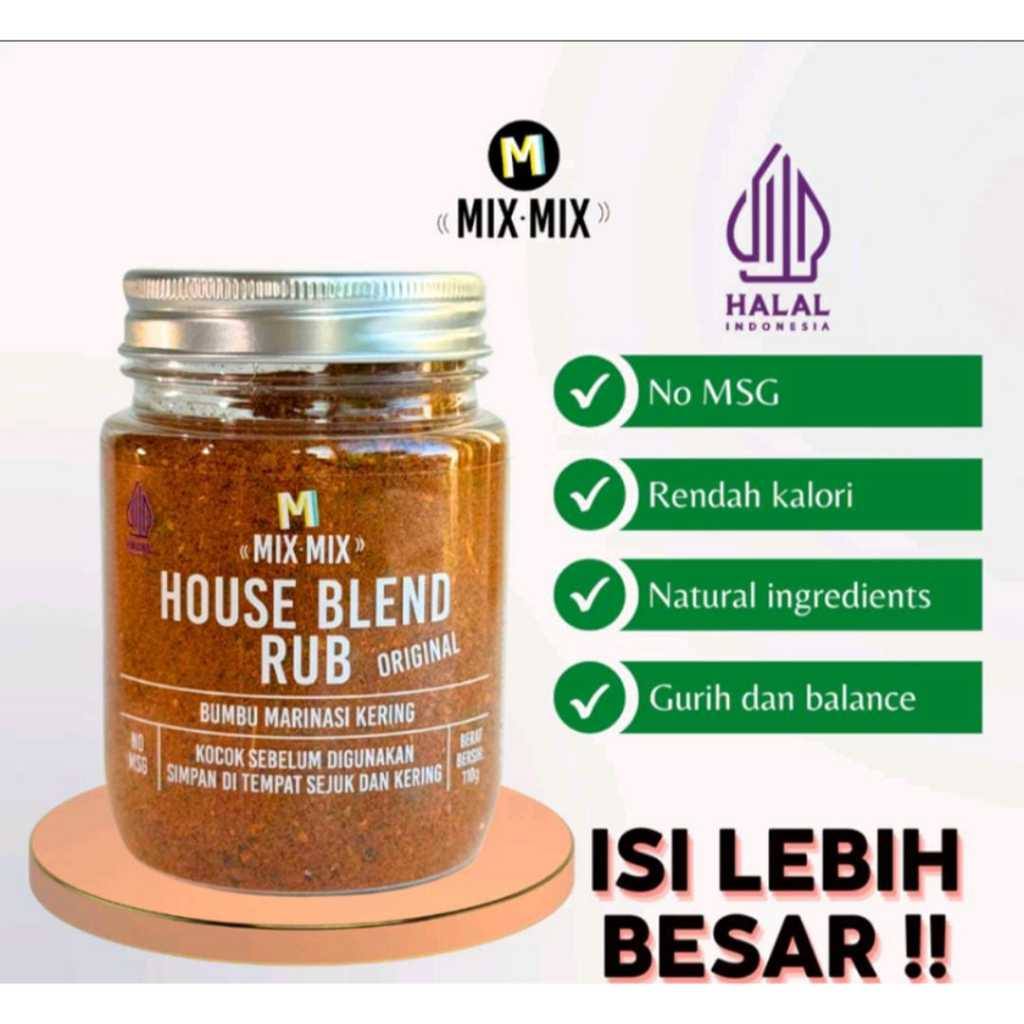 

Mixmix House Blend Dry Rub Bumbu Marinasi Serbaguna Rendah Lemak Spices Cajun Seasoning BBQ 110gr