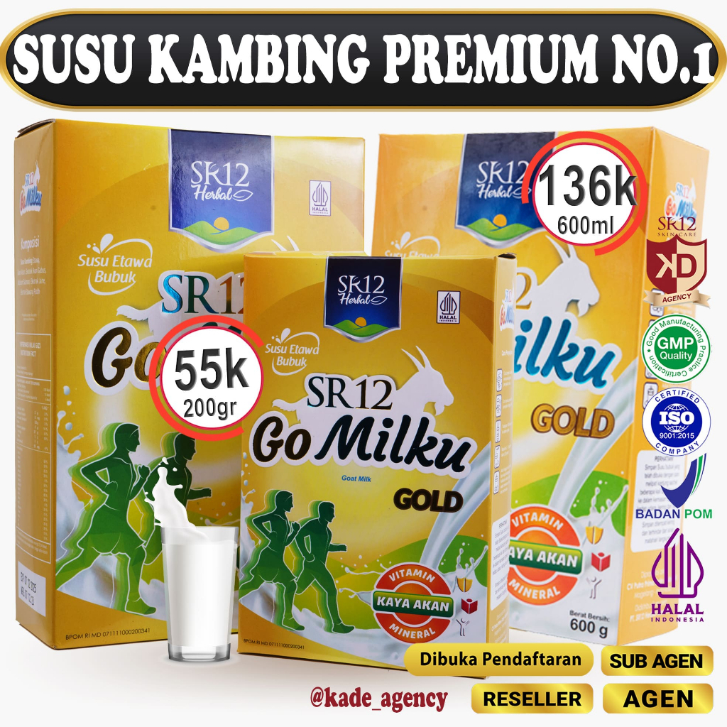 

GOMILKU GOLD SR12 / SUSU ETAWA KHUSUS DEWASA & LANSIA / SANGAT BAIK UNTUK TULANG / 0% SUGAR & KALORI