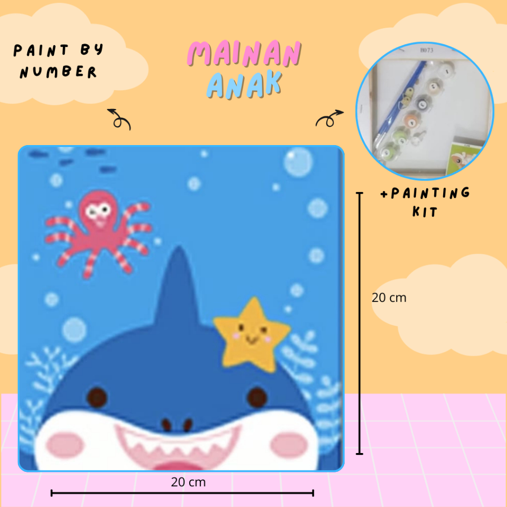 

Canvas Paint by Number / Prakarya Anak / DIY Paint by Number Kit / Baby Shark 2