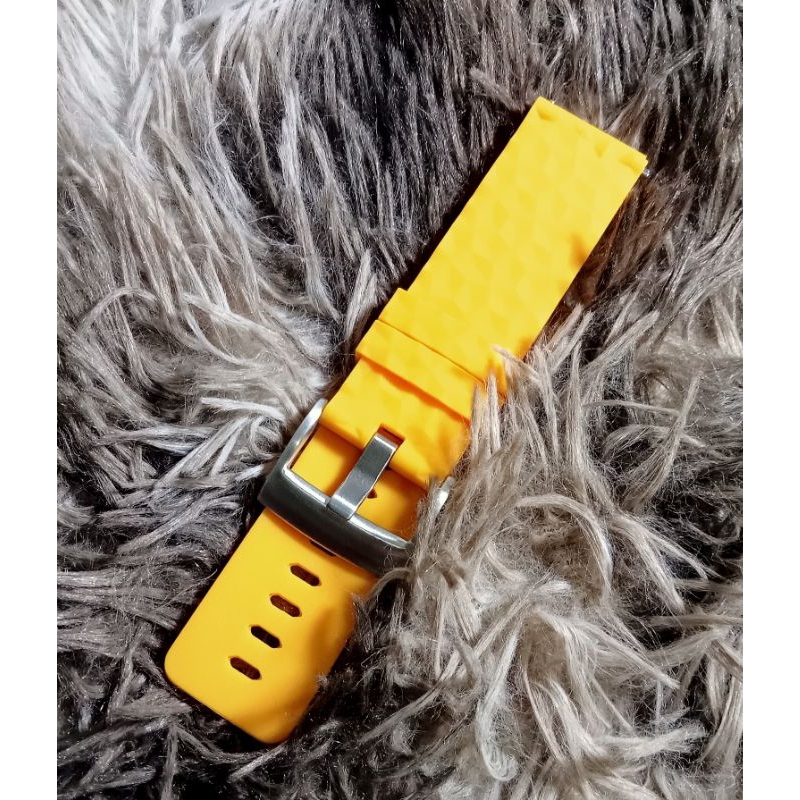 strap tali jam tangan bahan silikon corak  warna hijau hitam kuning coklat ukuran 24mm