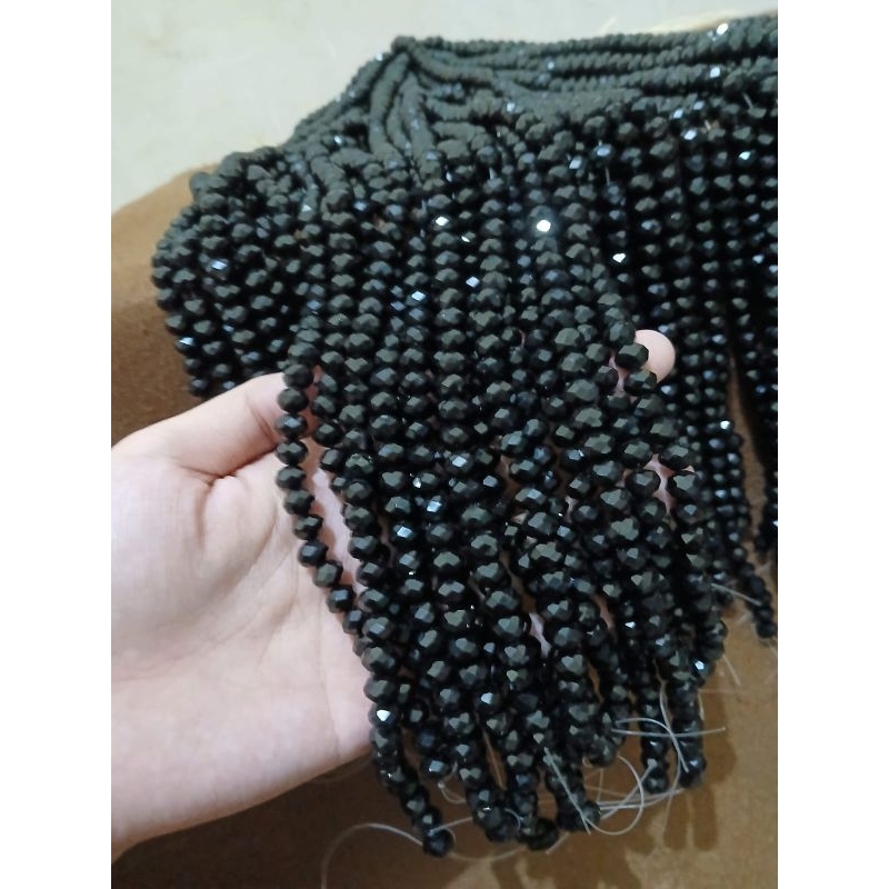 Manik Crystal Ceko Hitam doff 4mm 6mm 8mm