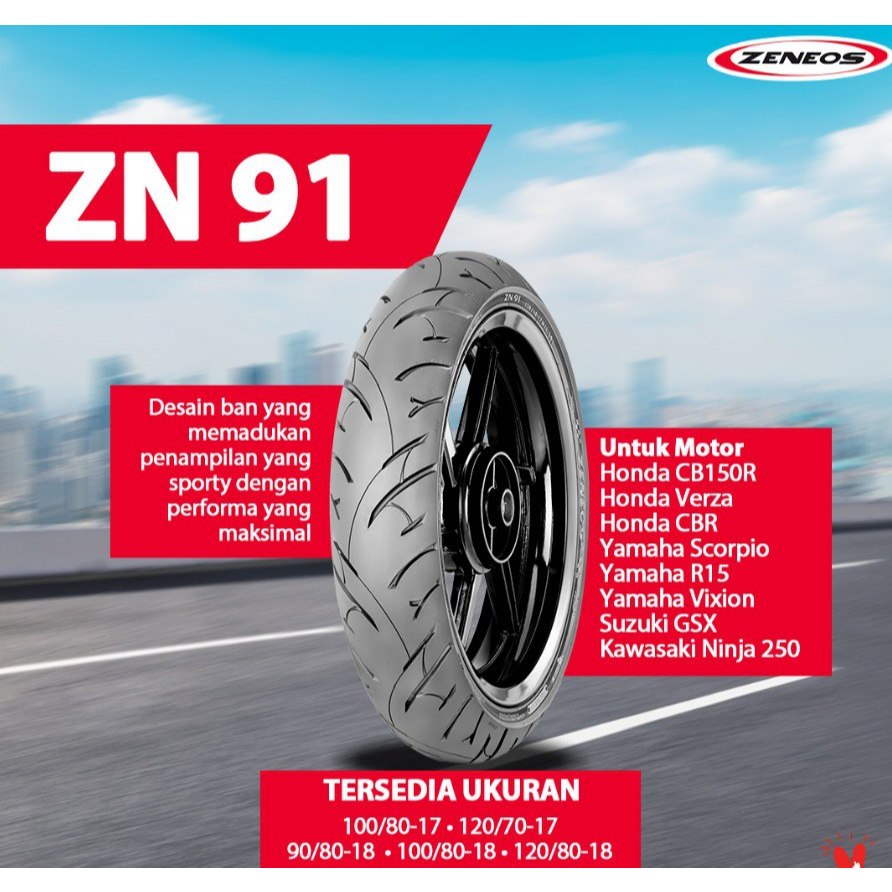 {PROMO} SNI Ban ZENEOS TUBELESS Ring18, 90/80-18 , 100/80-18 , 120/80-18 ZN91,  Ban Motor Ninja R, S