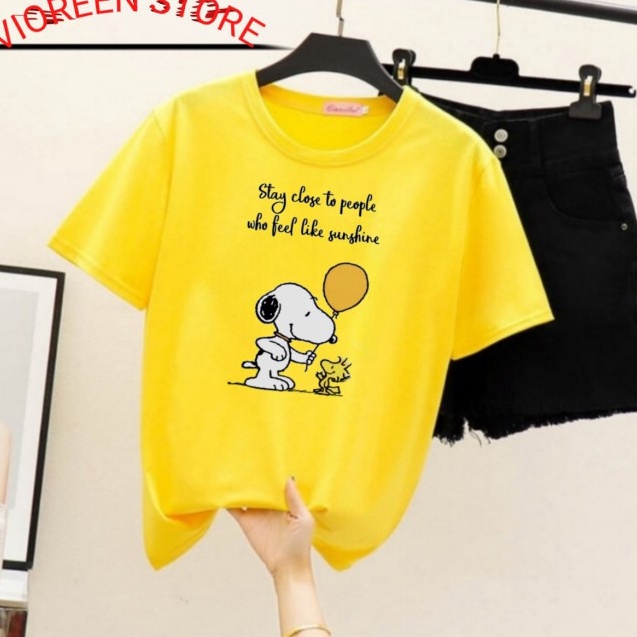 BAJU KAOS CEWEK WANITA KATUN PREMIUM SNOOPY SMLXLXXL3XL4XL  Putih S