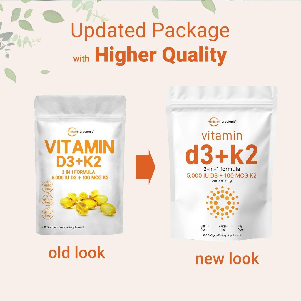 PROMO Microingredient Vitamin D3+k2 300 Softgel Usa Original