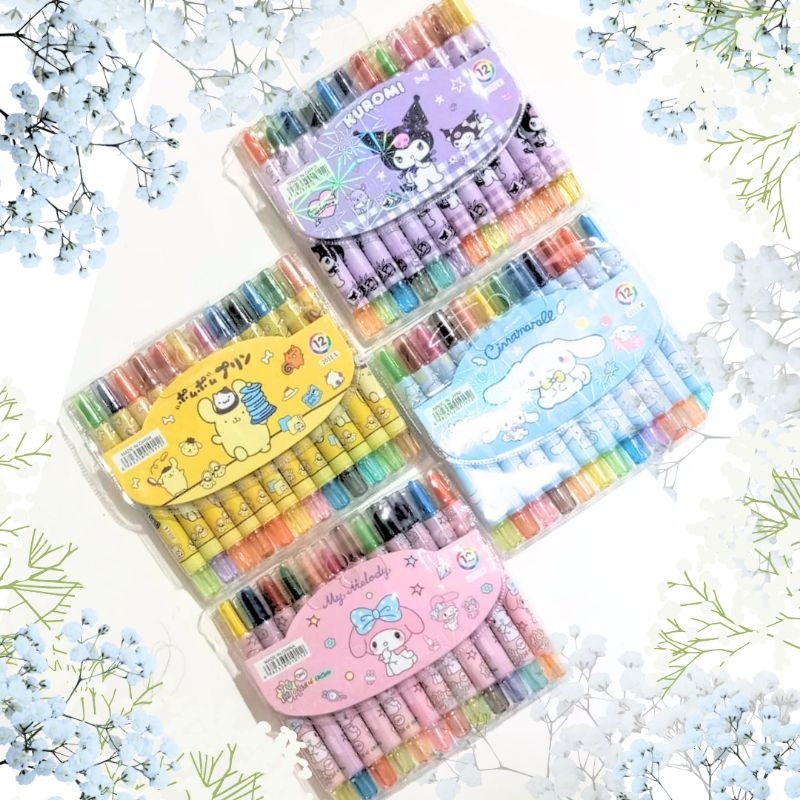 

crayon pewarna putar pendek Sanrio n friends perlengkapan kantor atau sekolah